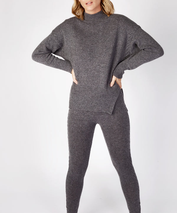 Irelands Eye Funnel Neck Jersey Sweater Smoke