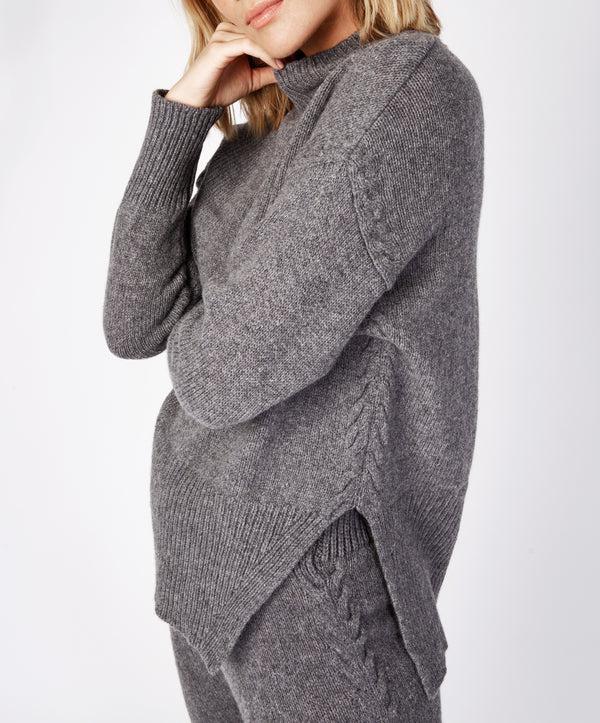 irelands eye Funnel Neck Jersey Sweater Smoke