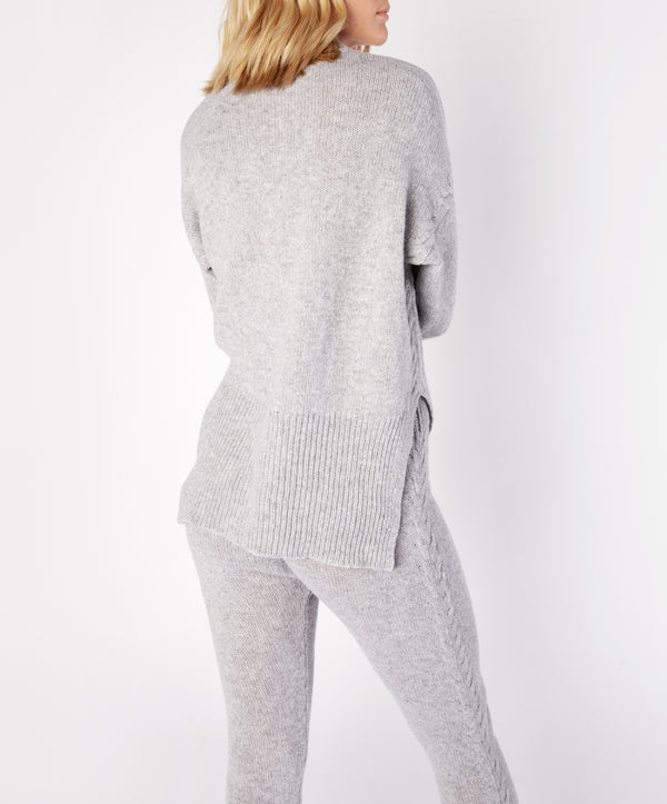 Irelands Eye Funnel Neck Jersey Sweater Soft Grey