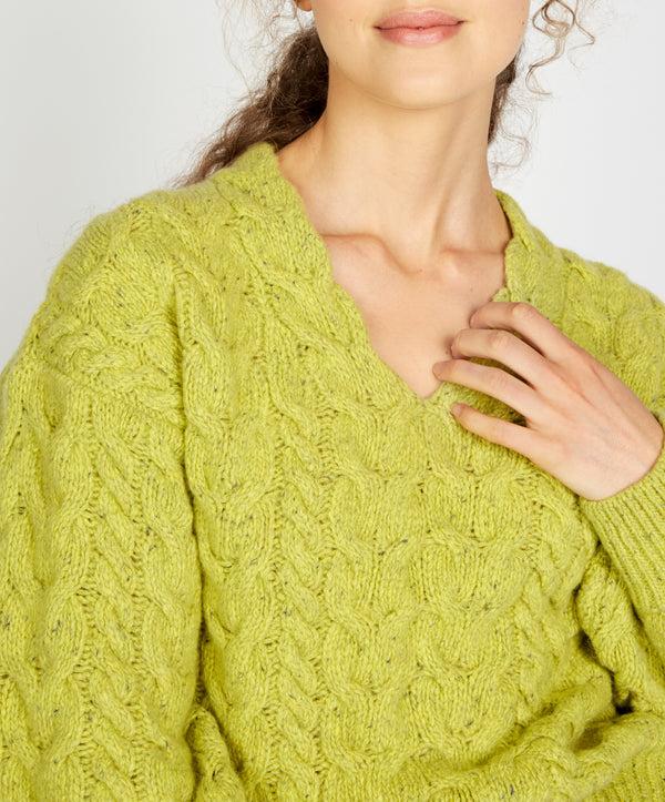 Irelands Eye Hapenny Horseshoe Sweater Chartreuse
