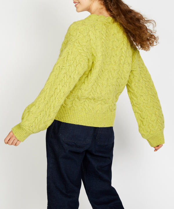 Irelands Eye Hapenny Horseshoe Sweater Chartreuse