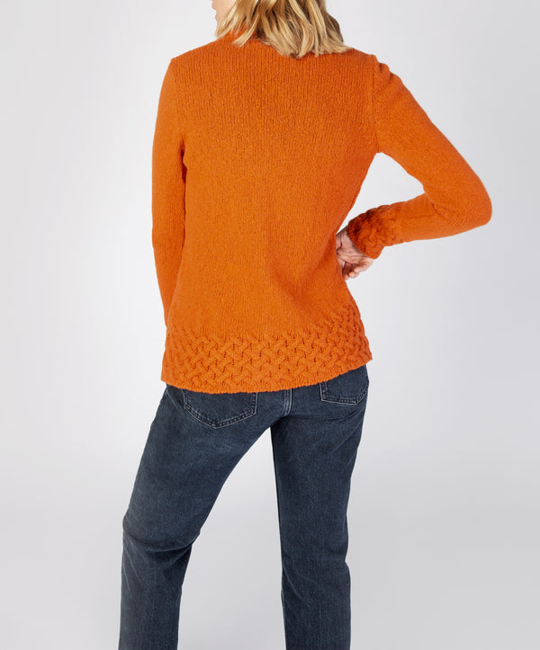 Irelands Eye Horseshoe Cable Cardigan Terracotta