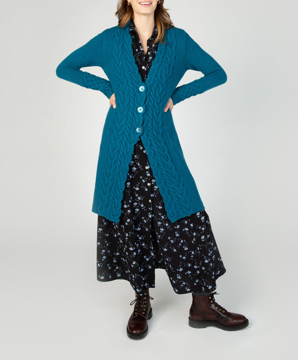 Irelands Eye Horseshoe Cable Coat Teal Harbour