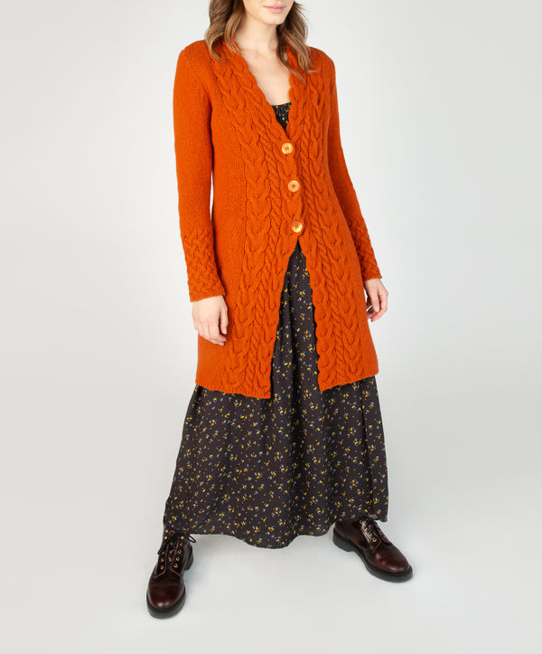 Irelands Eye Horseshoe Cable Coat Terracotta