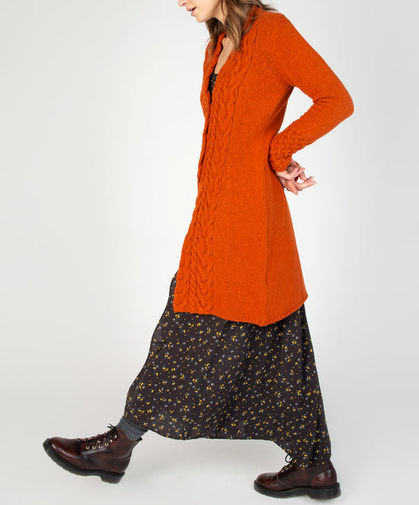 Irelands Eye Horseshoe Cable Coat Terracotta