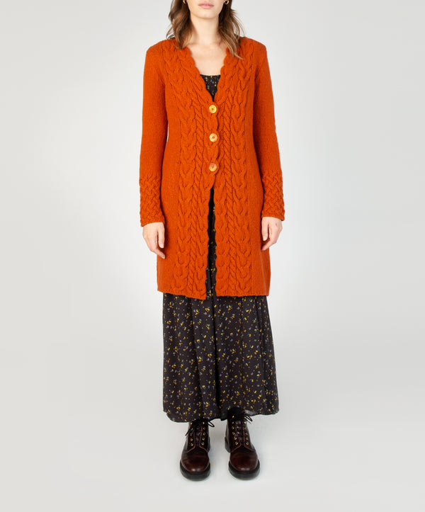 irelands eye Horseshoe Cable Coat Terracotta