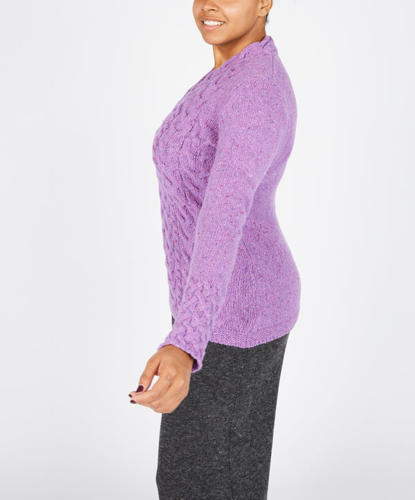 Irelands Eye Horseshoe Cable V Neck Orchid