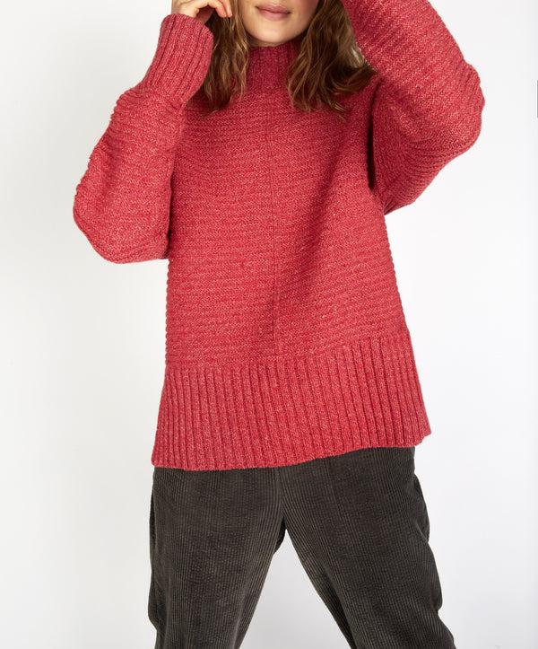 Irelands Eye ‘Iris’ Funnel Neck Sweater Coral