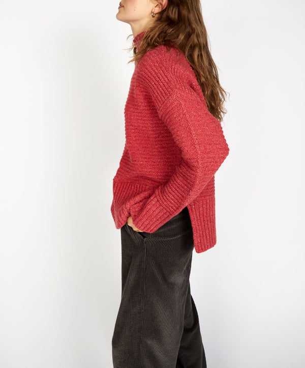 Irelands Eye ‘Iris’ Funnel Neck Sweater Coral