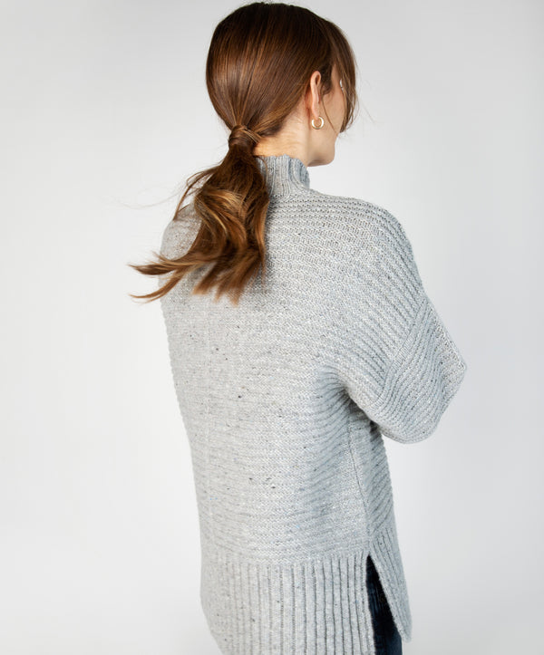 Irelands Eye ‘Iris’ Funnel Neck Sweater Pearl Grey