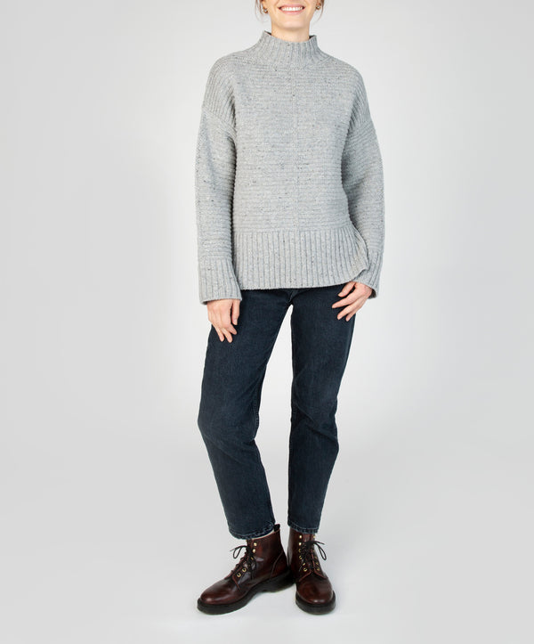 irelands eye ‘Iris’ Funnel Neck Sweater Pearl Grey