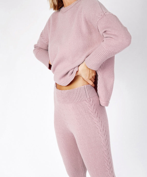 Irelands Eye Jersey Cable Detail Leggings Mauve