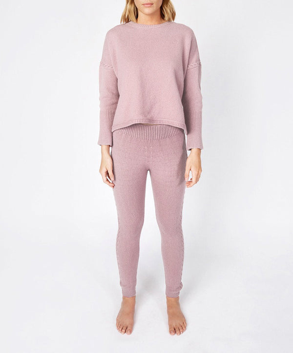 irelands eye Jersey Cable Detail Leggings Mauve