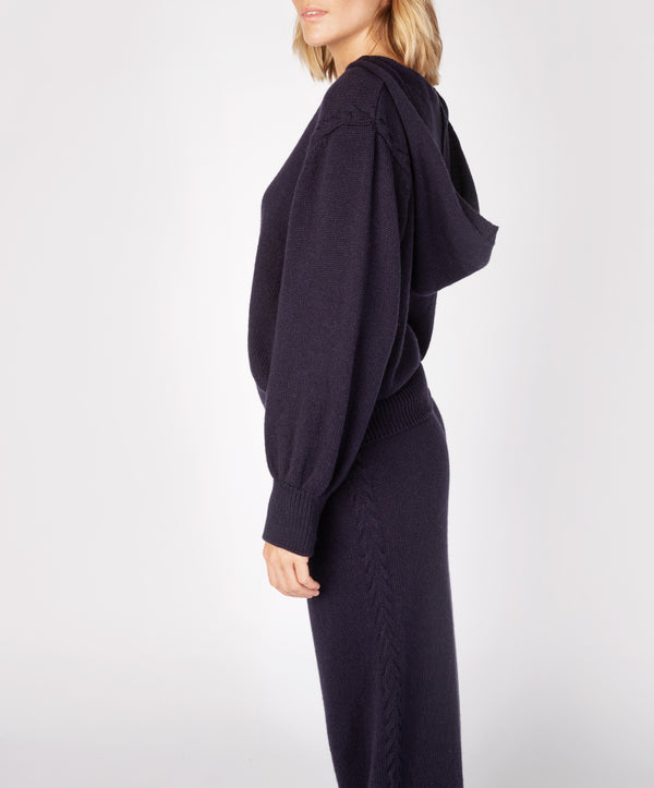 Irelands Eye Jersey Cropped Hoodie Midnight Blue