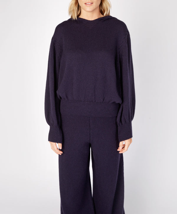 irelands eye Jersey Cropped Hoodie Midnight Blue