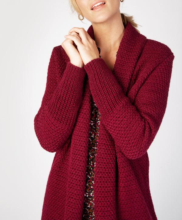 Irelands Eye Kilcoole Textured Coatigan Claret