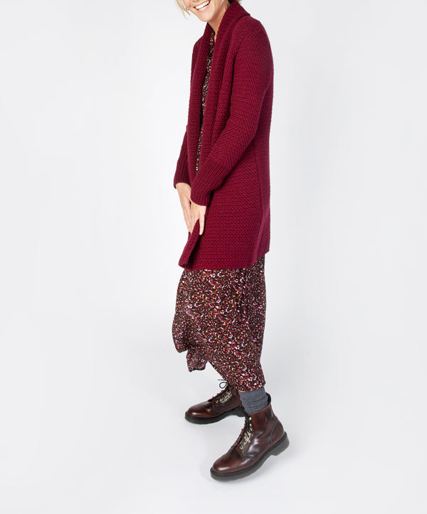 Irelands Eye Kilcoole Textured Coatigan Claret