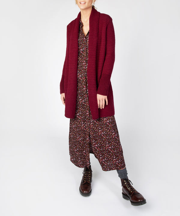 irelands eye Kilcoole Textured Coatigan Claret