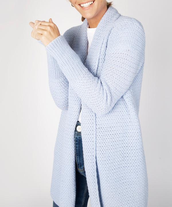 Irelands Eye Kilcoole Textured Coatigan Ice Blue