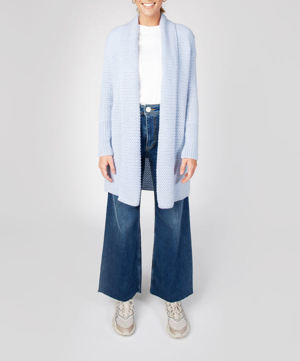 irelands eye Kilcoole Textured Coatigan Ice Blue