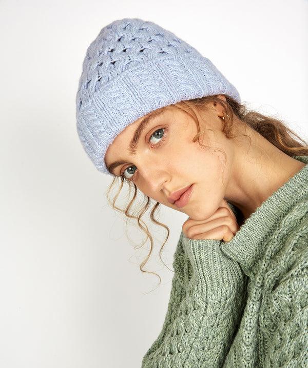 Irelands Eye Luxe Aran Hat Powder Blue