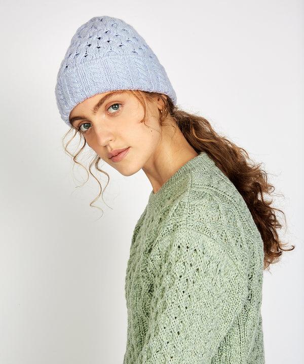 Irelands Eye Luxe Aran Hat Powder Blue