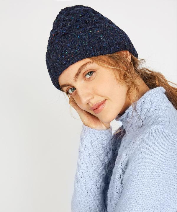 Irelands Eye Luxe Aran Hat Rich Navy
