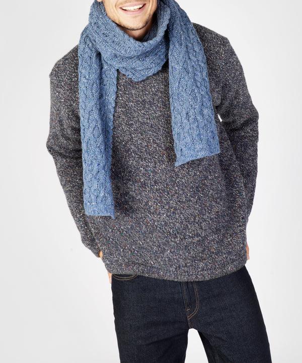irelands eye Luxe Aran Scarf Blue Ocean