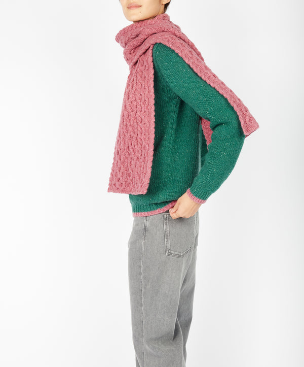 Irelands Eye Luxe Aran Scarf Bubblegum Pink