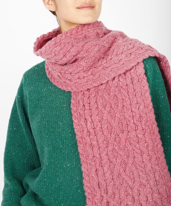 Irelands Eye Luxe Aran Scarf Bubblegum Pink
