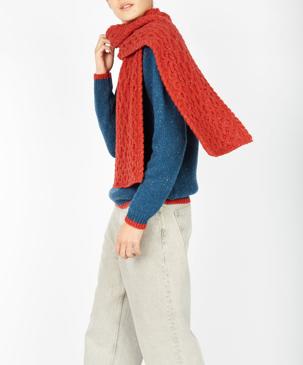 Irelands Eye Luxe Aran Scarf Chilli