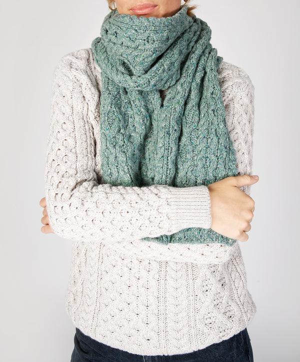 Irelands Eye Luxe Aran Scarf Ocean Mist