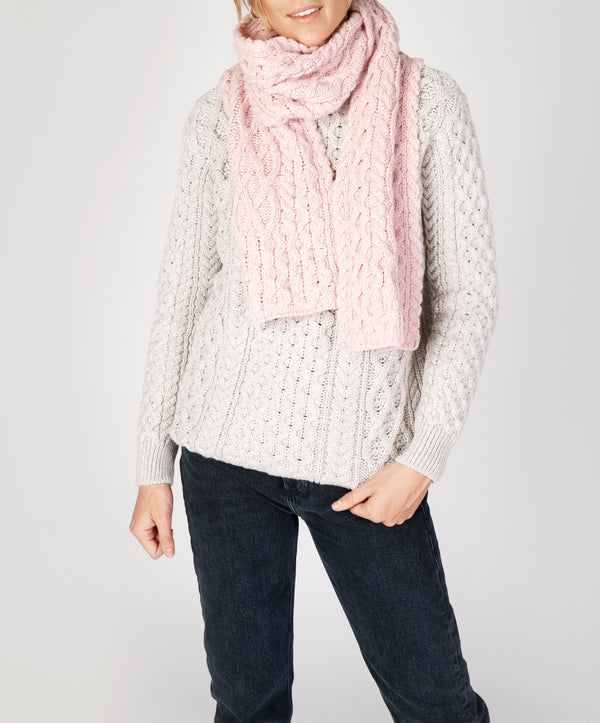 irelands eye Luxe Aran Scarf Pink Mist