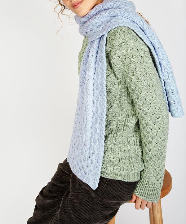 Irelands Eye Luxe Aran Scarf Powder Blue