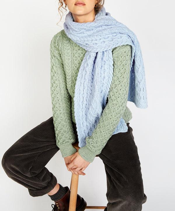 irelands eye Luxe Aran Scarf Powder Blue