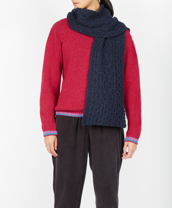 Irelands Eye Luxe Aran Scarf Rich Navy