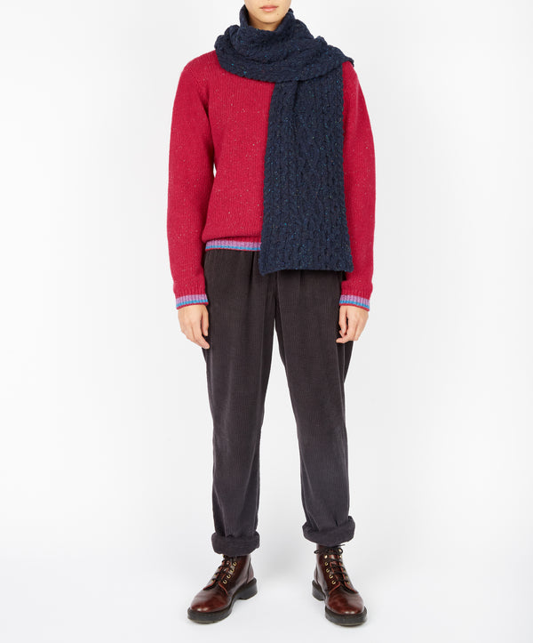 Irelands Eye Luxe Aran Scarf Rich Navy