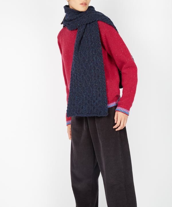 irelands eye Luxe Aran Scarf Rich Navy