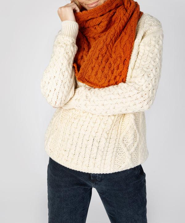 Irelands Eye Luxe Aran Scarf Terracotta