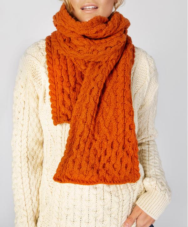 irelands eye Luxe Aran Scarf Terracotta