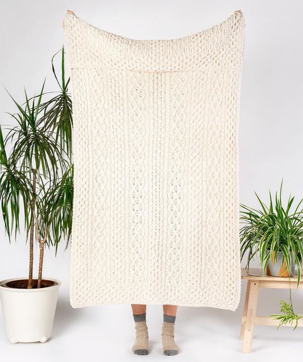 irelands eye Luxe Aran Throw Chalkstone