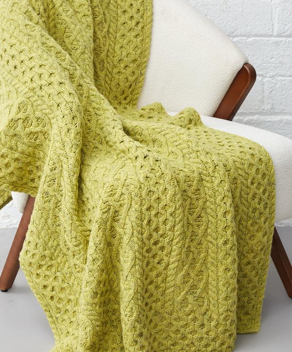 Irelands Eye Luxe Aran Throw Chartreuse