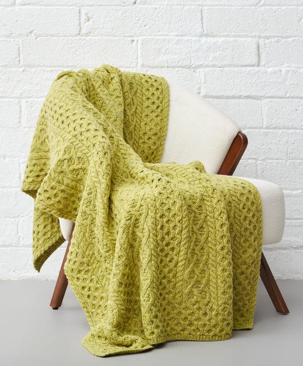 irelands eye Luxe Aran Throw Chartreuse
