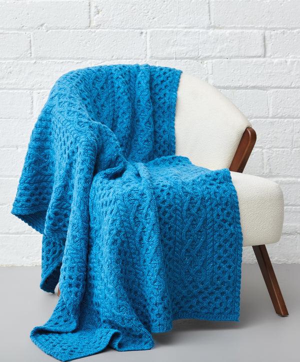 Irelands Eye Luxe Aran Throw Forget-Me-Not-Blue