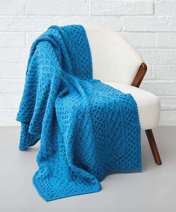 irelands eye Luxe Aran Throw Forget-Me-Not-Blue