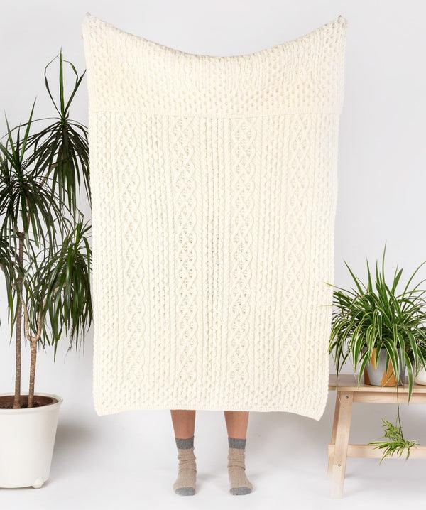 irelands eye Luxe Aran Throw Luxe White
