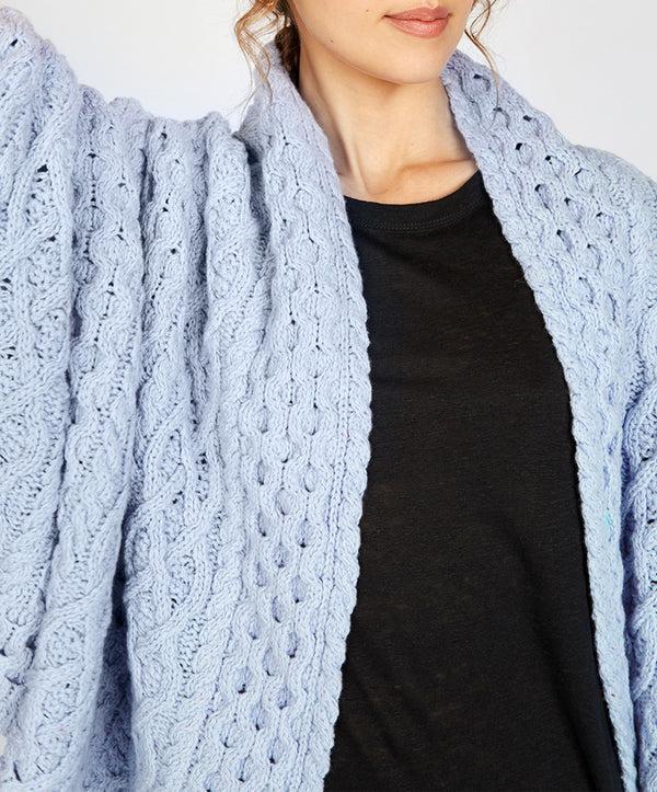 Irelands Eye Luxe Aran Throw Powder Blue