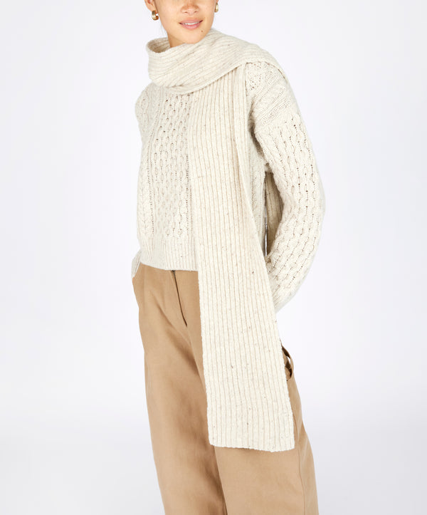 Irelands Eye Luxe Ribbed Scarf Chalkstone