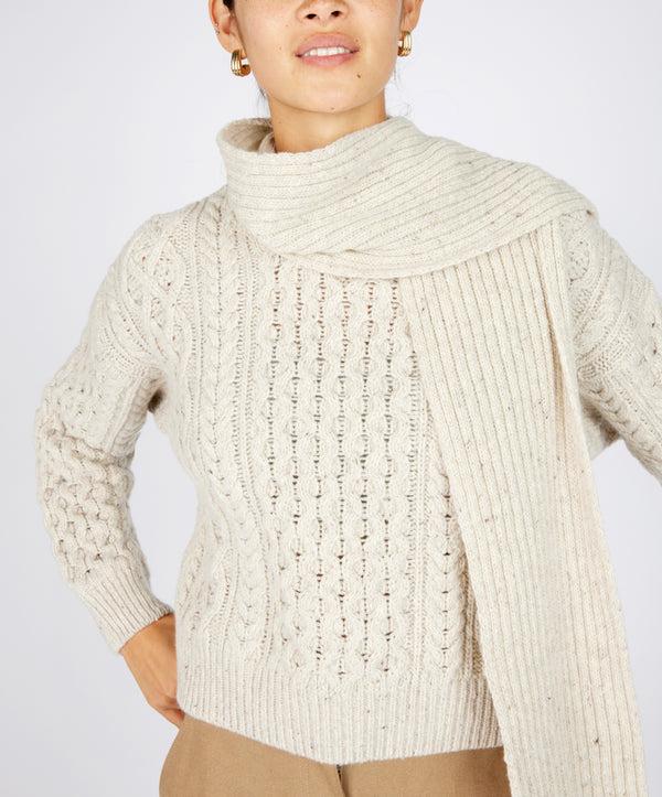 Irelands Eye Luxe Ribbed Scarf Chalkstone
