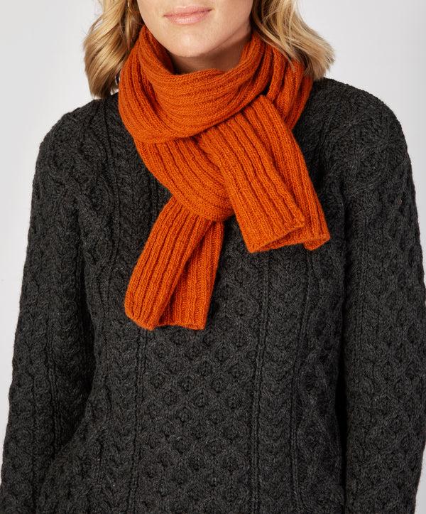 Irelands Eye Luxe Ribbed Scarf Terracotta